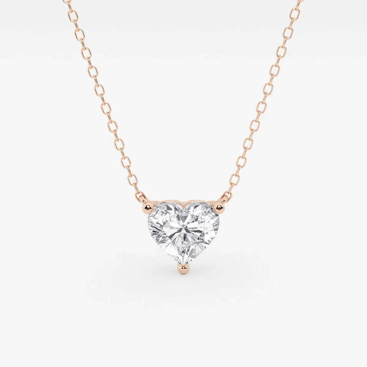 Rose gold heart pendant necklace with lab grown diamond by Delux Jewelry