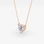 Rose gold necklace with heart-shaped lab grown diamond pendant, Delux Jewelry