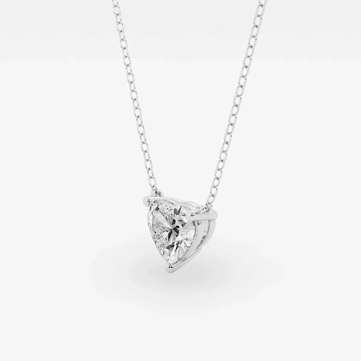 Heart-shaped lab grown diamond pendant on white gold chain, Delux Jewelry