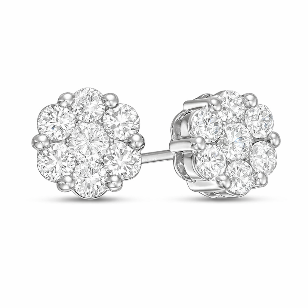 Diamond Flower Studs