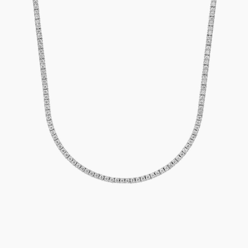 16 inch lab diamond tennis necklace in 14K white gold, fine jewelry by Delux Jewelry