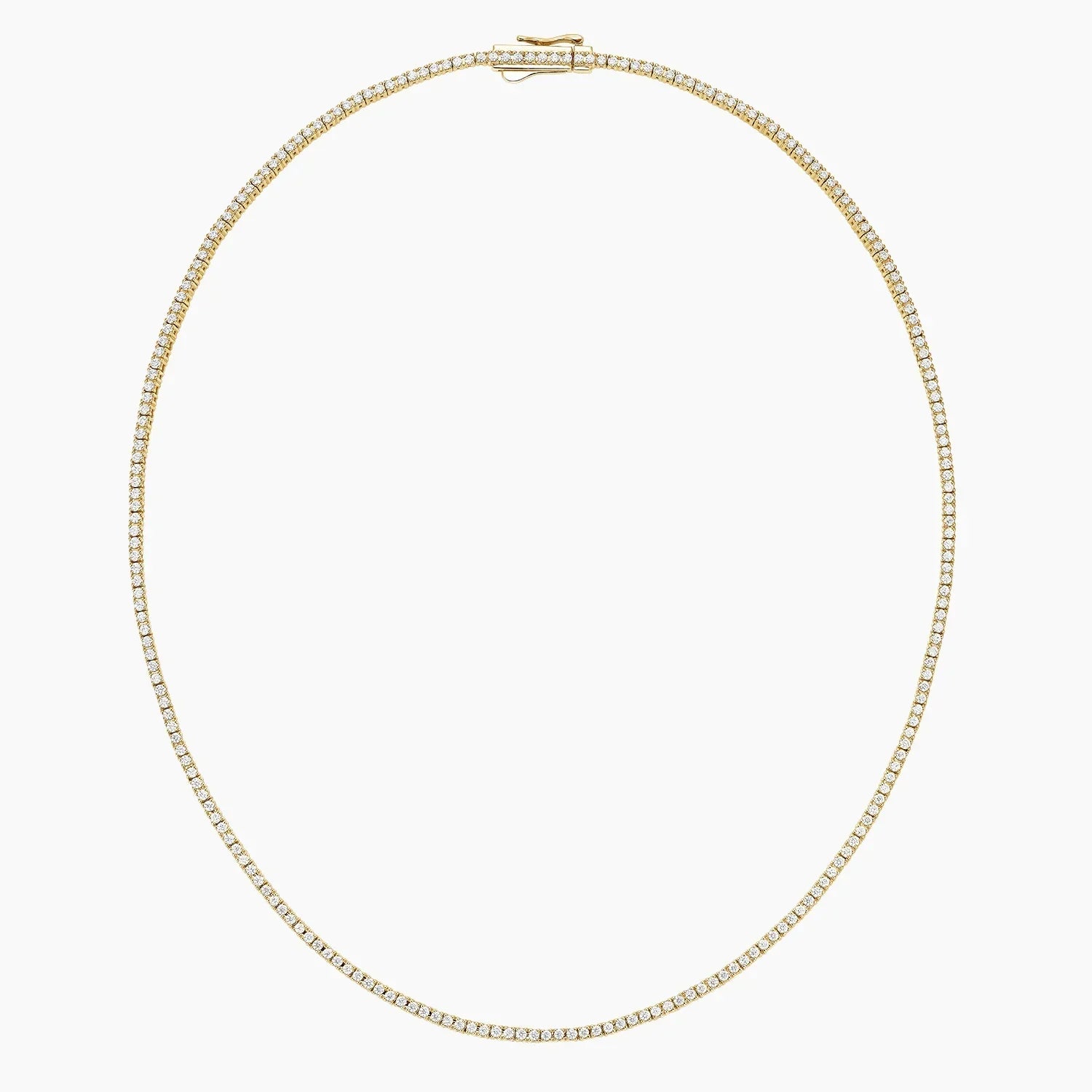 16 inch lab grown diamond tennis necklace in 14K yellow gold from Delux Jewelry