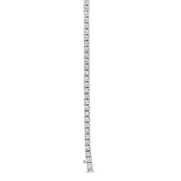 Close up of 14K white gold lab diamond tennis necklace from Delux Jewelry