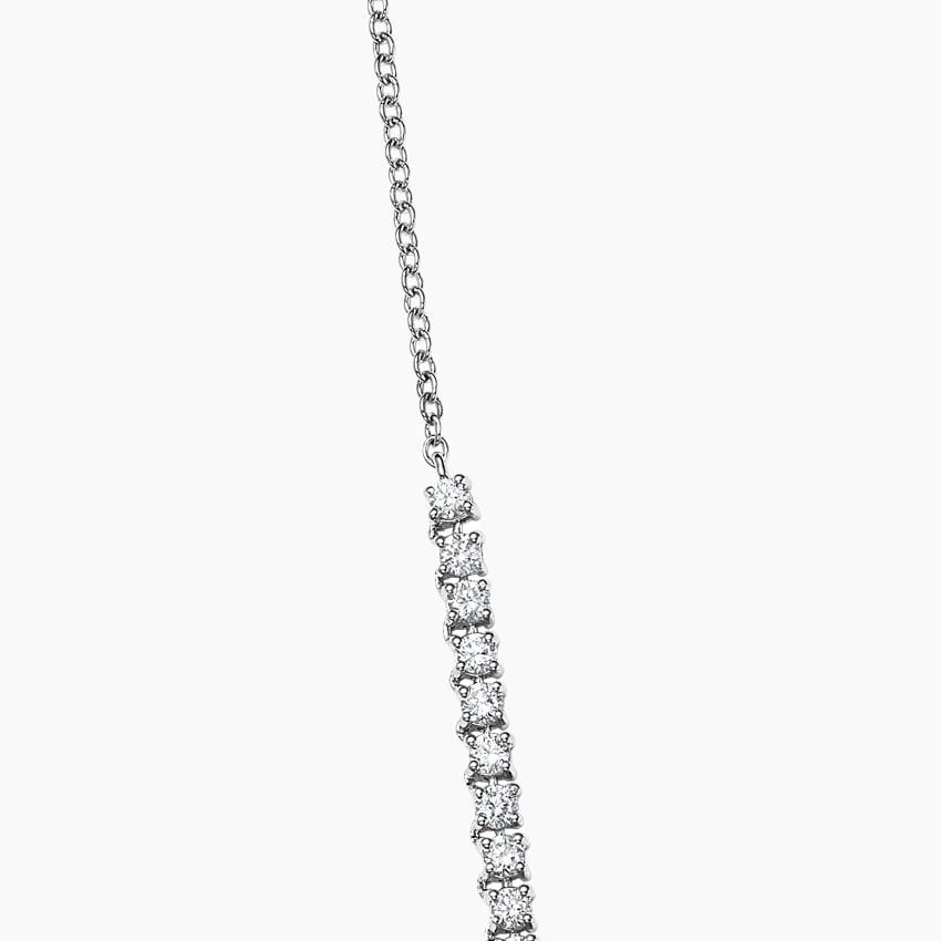 14K white gold lab diamond tennis necklace with round stones, Delux Jewelry