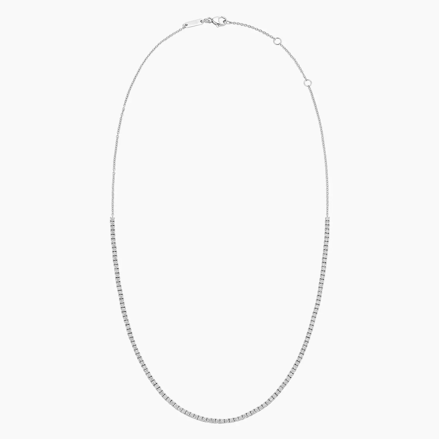 18-inch lab diamond tennis necklace in 14K white gold, fine jewelry from Delux Jewelry