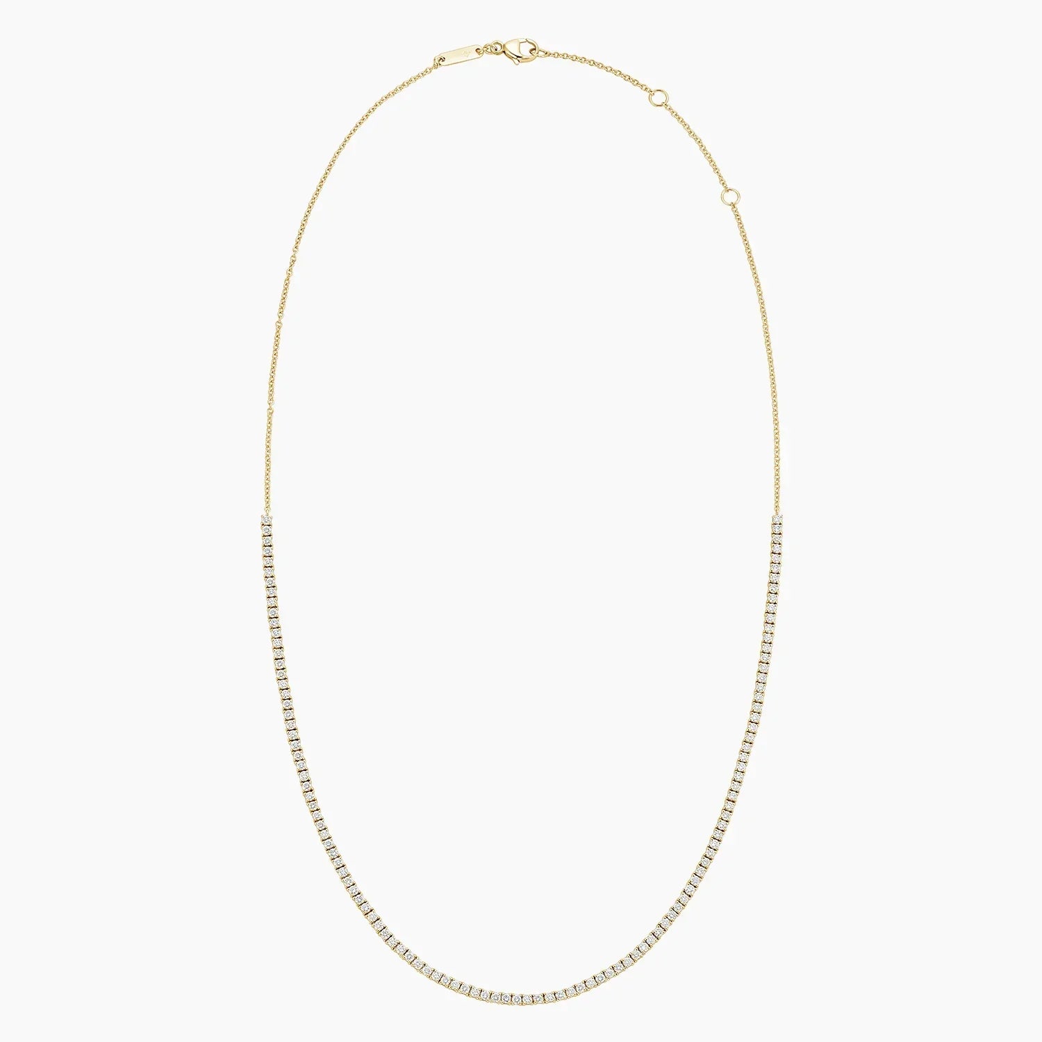 18 inch baby lab diamond tennis necklace in 14K yellow gold, Delux Jewelry