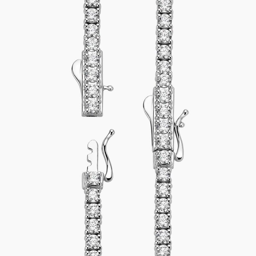 18 inch lab diamond tennis necklace with 14K white gold clasp, Delux Jewelry