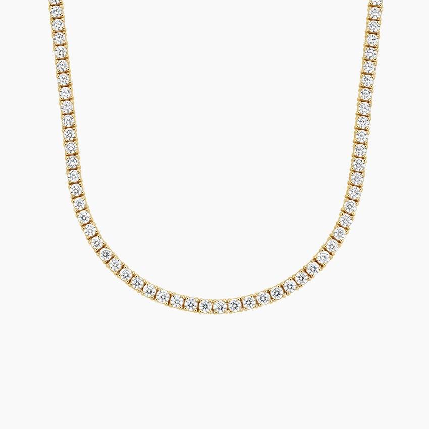 Lab grown diamond tennis necklace in 14K yellow gold, Delux Jewelry, fine jewelry