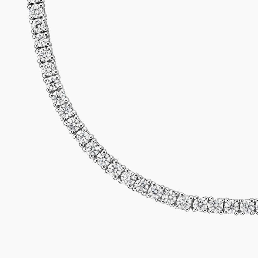 18 inch lab diamond tennis necklace in 14K white gold, close-up showing sparkling diamonds