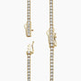 Lab diamond tennis necklace in 14K yellow gold, clasp view, Delux Jewelry fine jewelry
