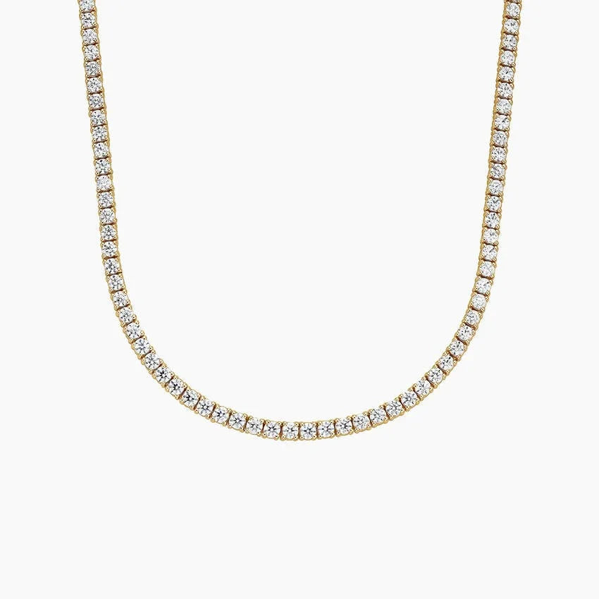 18 inch lab diamond tennis necklace in 14K yellow gold, Delux Jewelry, fine jewelry