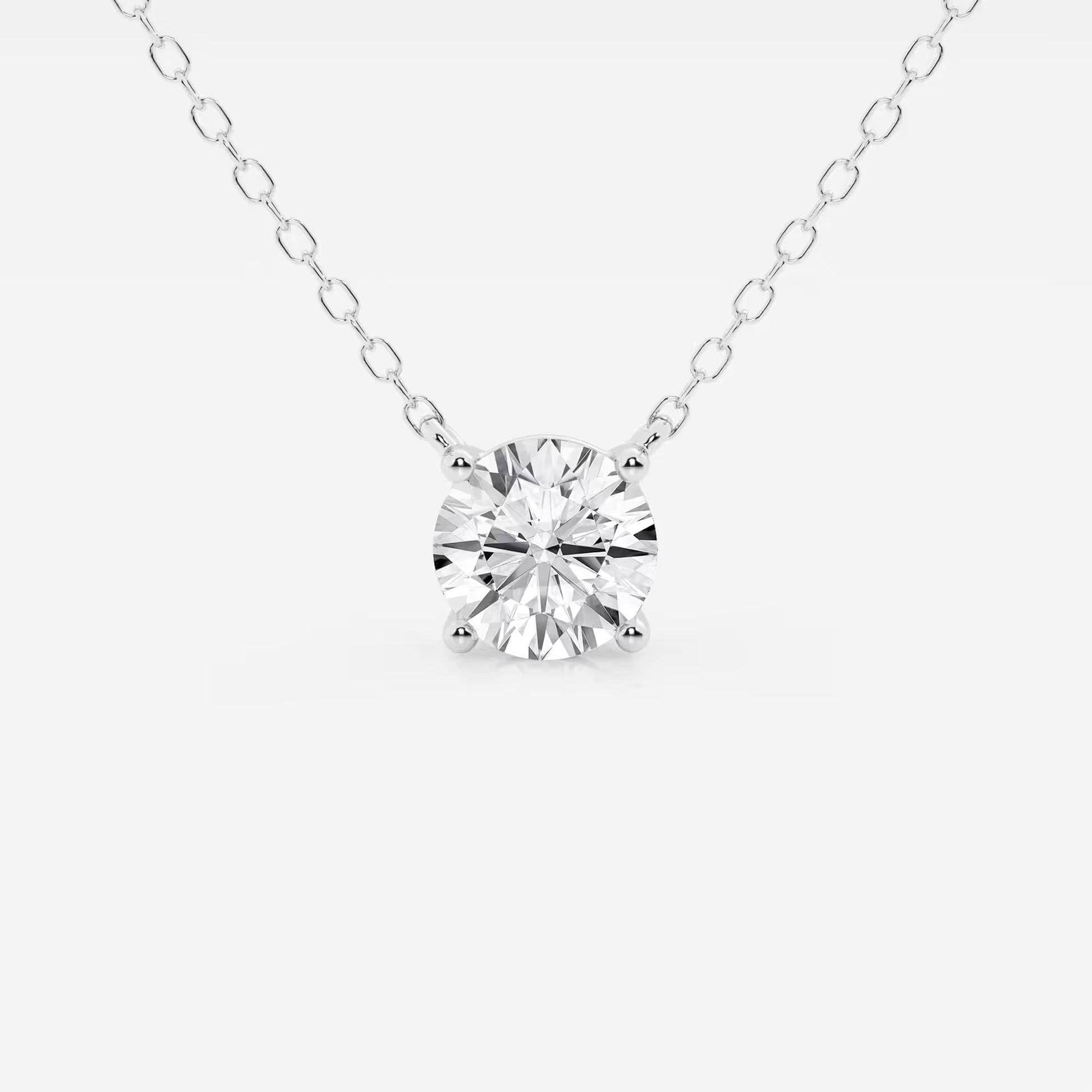 Round lab grown diamond pendant necklace on delicate chain from Delux Jewelry