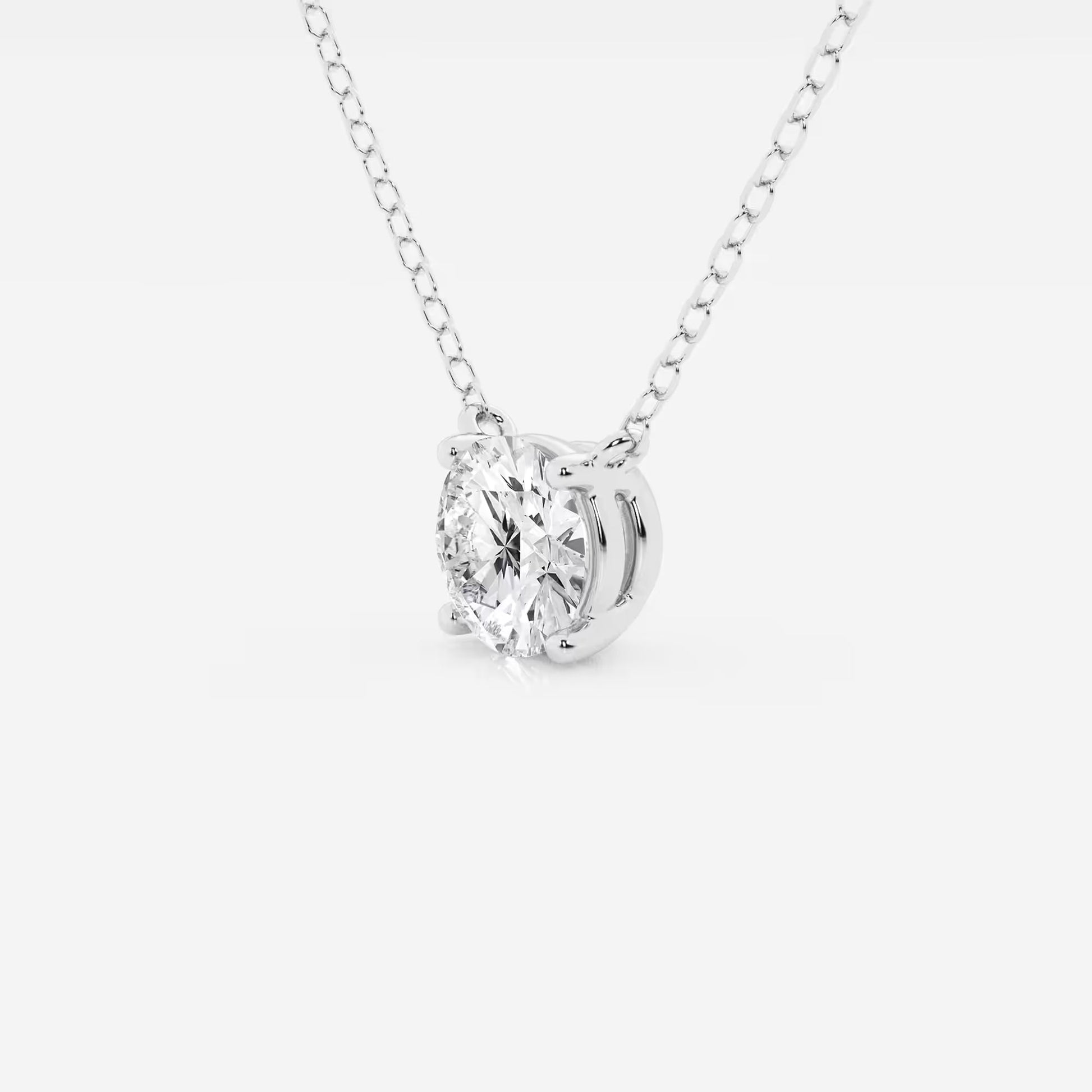 White gold pendant necklace with round lab grown diamond, Delux Jewelry fine jewelry