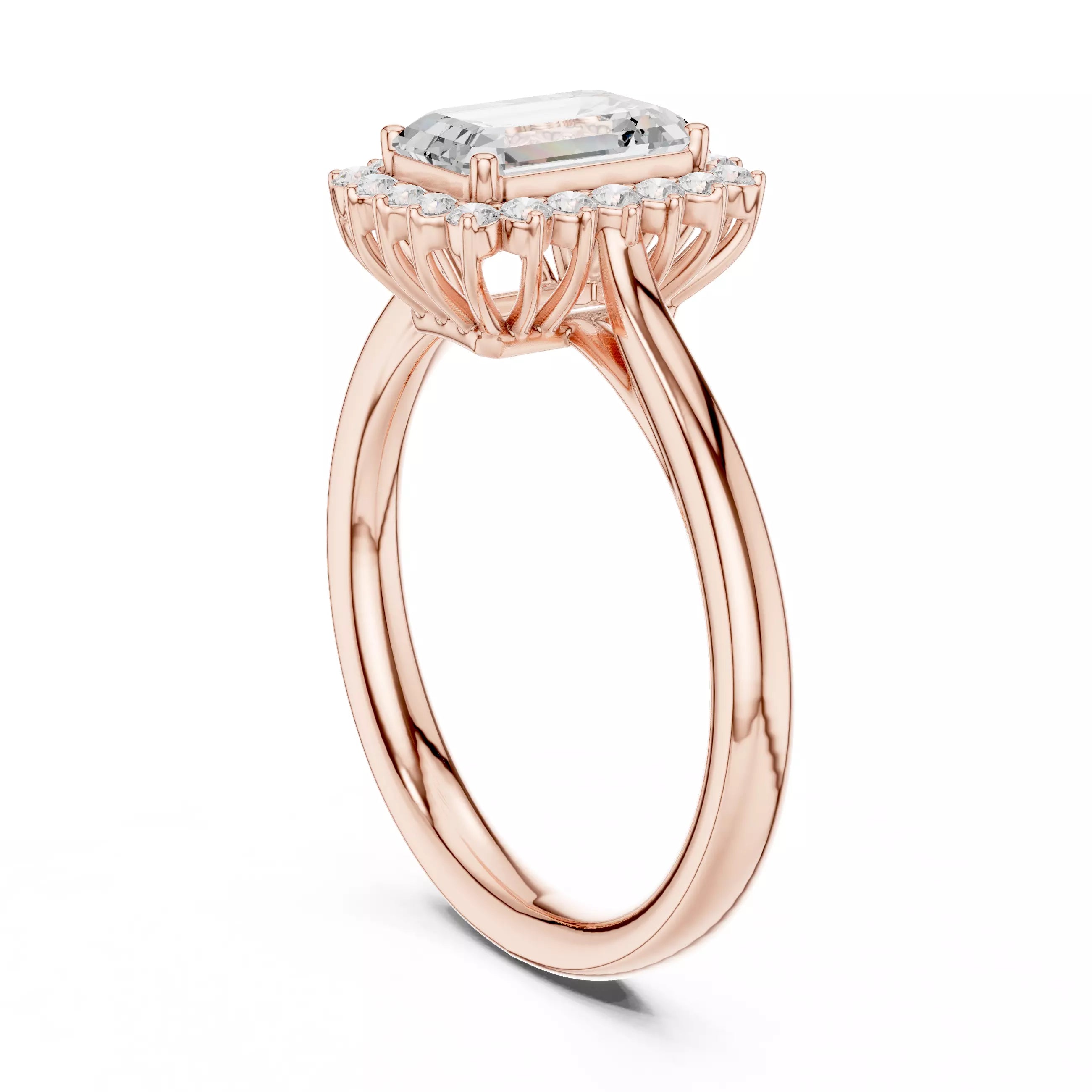 Radiant Cut Halo Engagement Ring