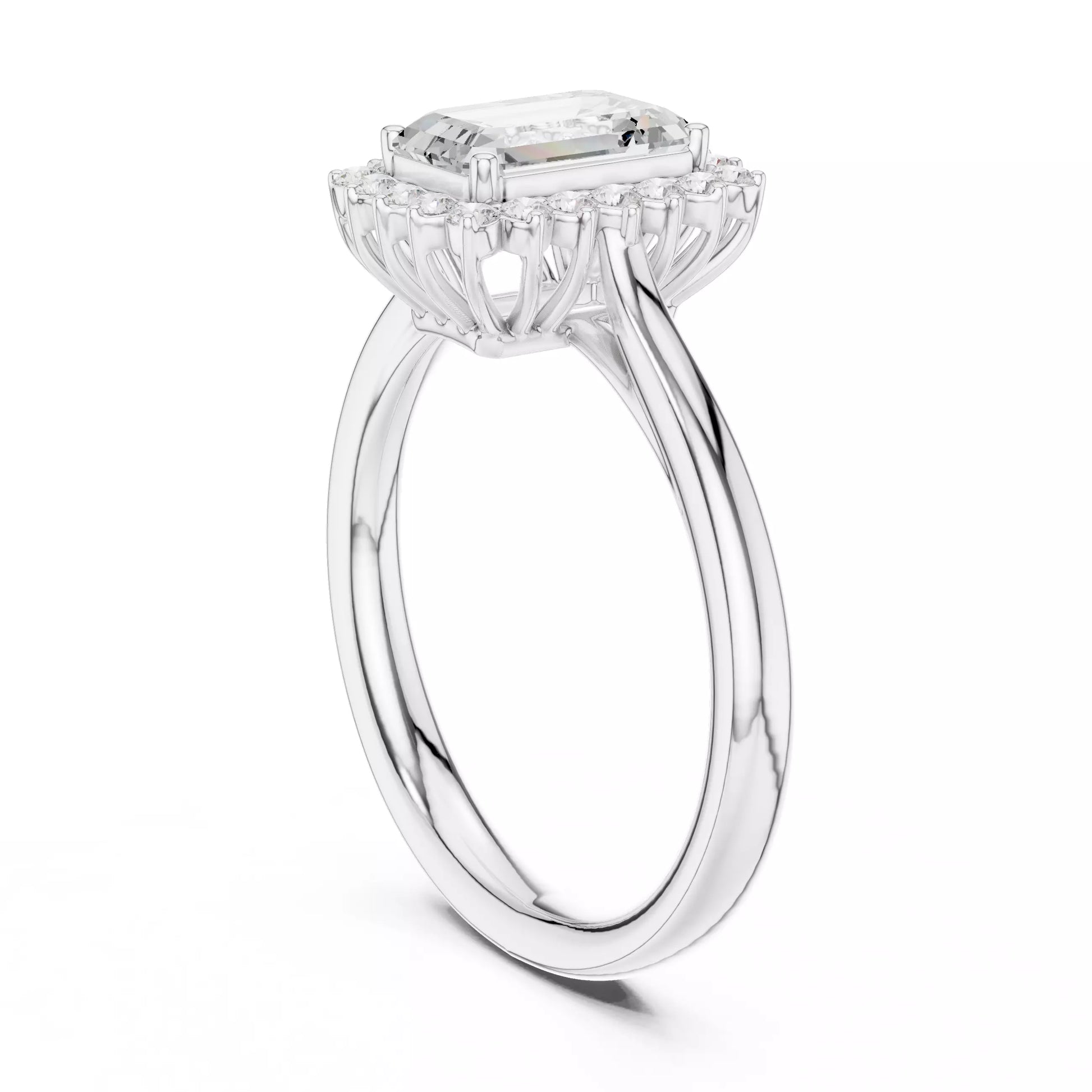 Radiant Cut Halo Engagement Ring
