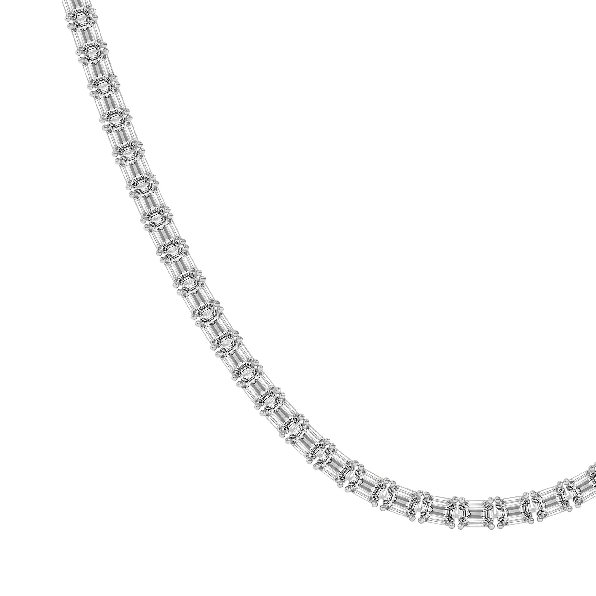 20 inch emerald lab diamond tennis necklace in 14K white gold from Delux Jewelry
