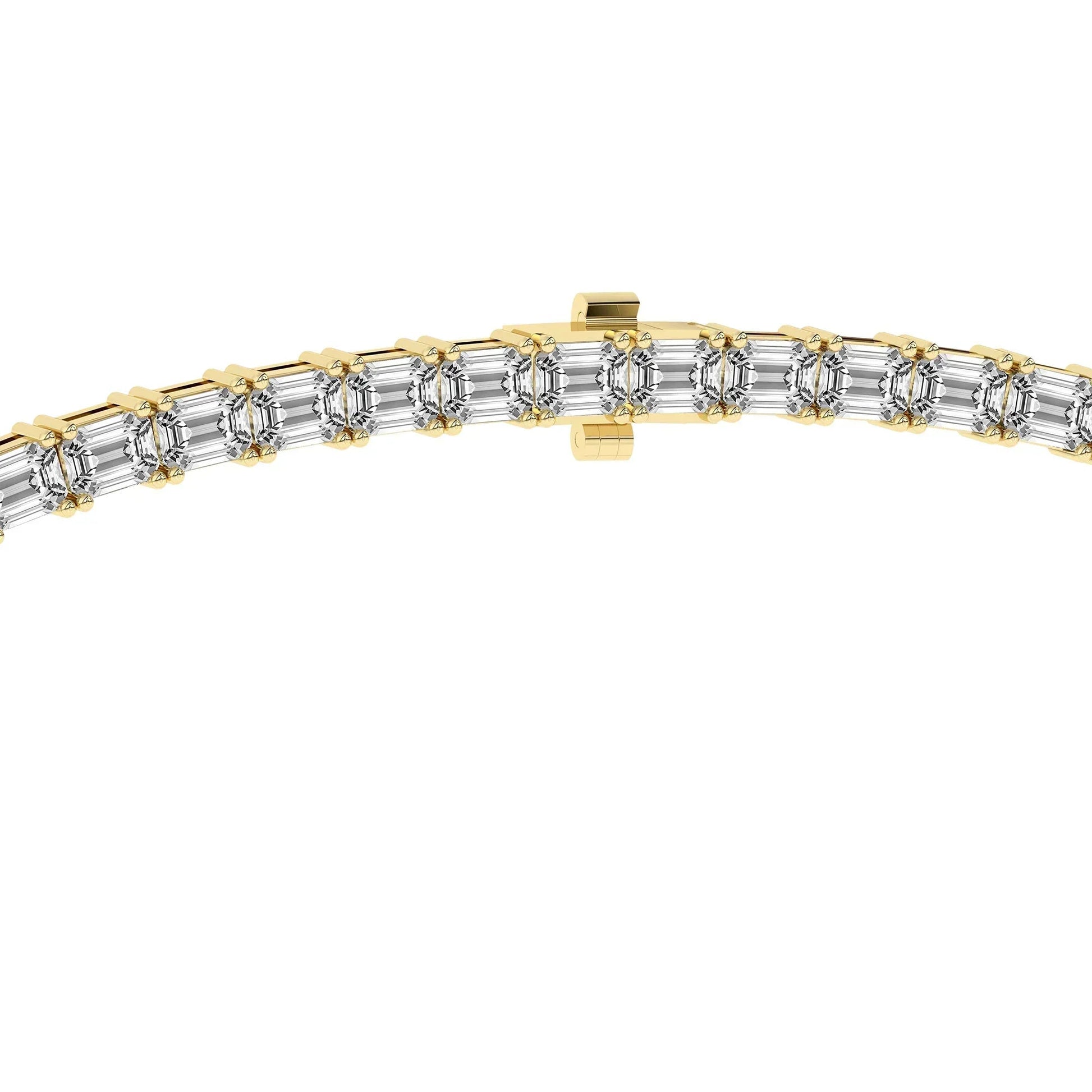 Emerald lab diamond tennis necklace in 14K yellow gold from Delux Jewelry