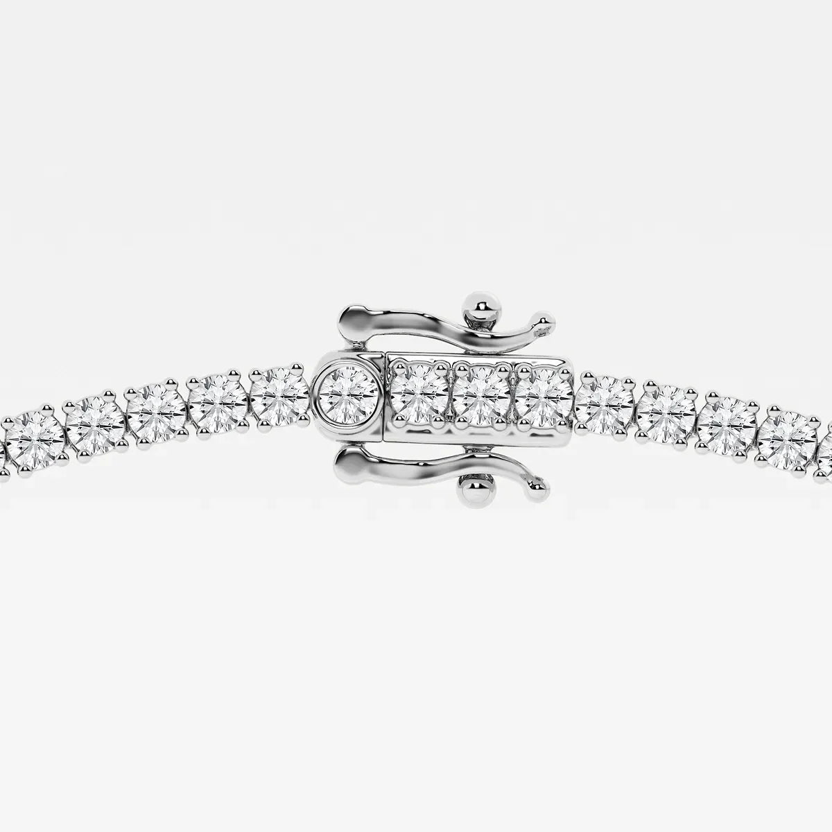 14K white gold lab diamond tennis necklace clasp with round lab-grown diamonds