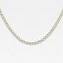 Close-up of a 20 inch lab diamond tennis necklace in 14K yellow gold from Delux Jewelry