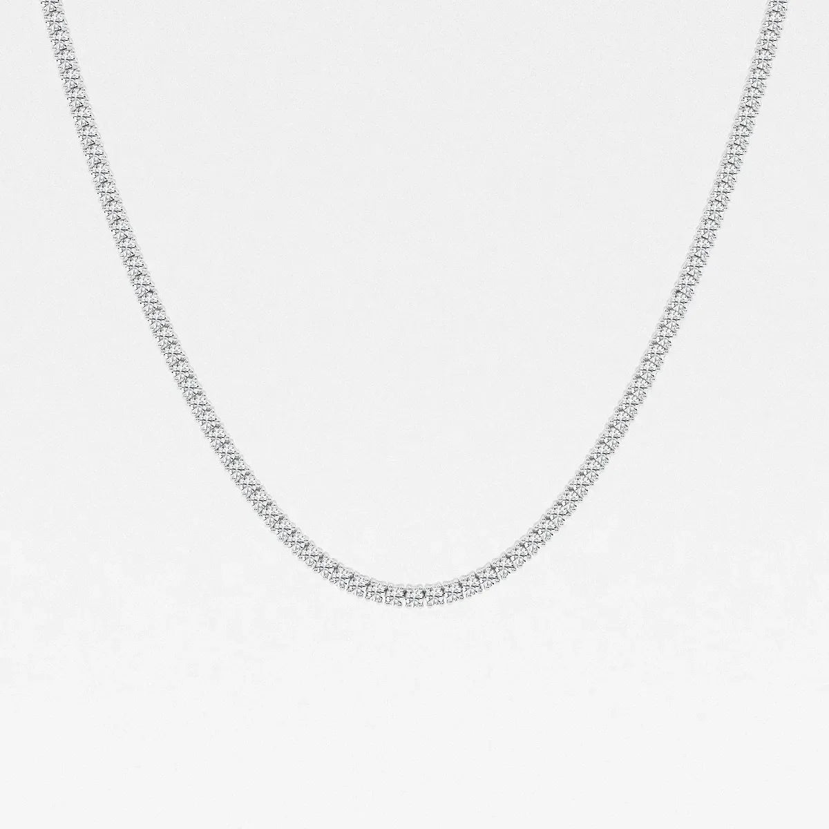 Lab diamond tennis necklace in 14K white gold by Delux Jewelry on white background