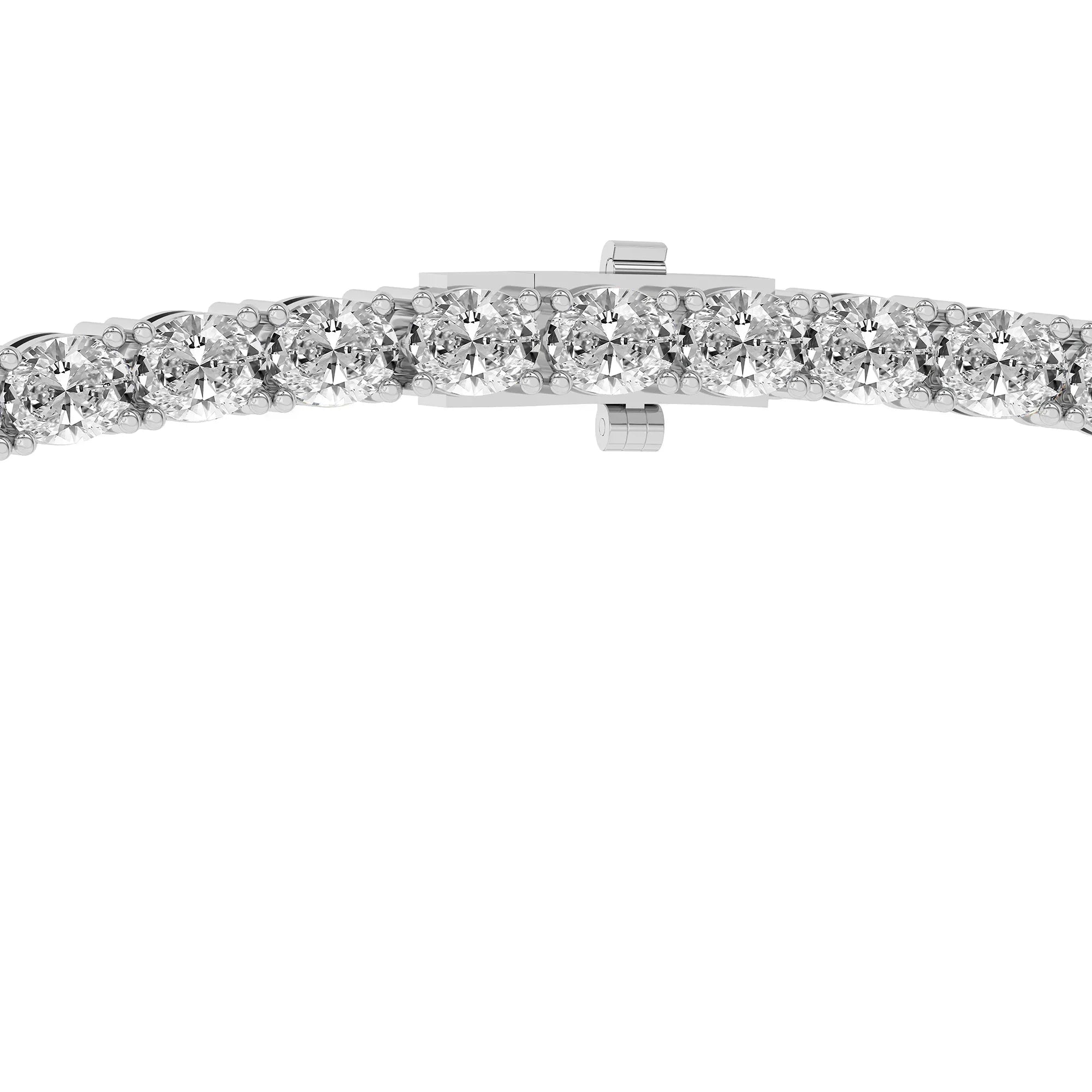 Oval lab diamond tennis necklace clasp in 14K white gold, Delux Jewelry fine jewelry