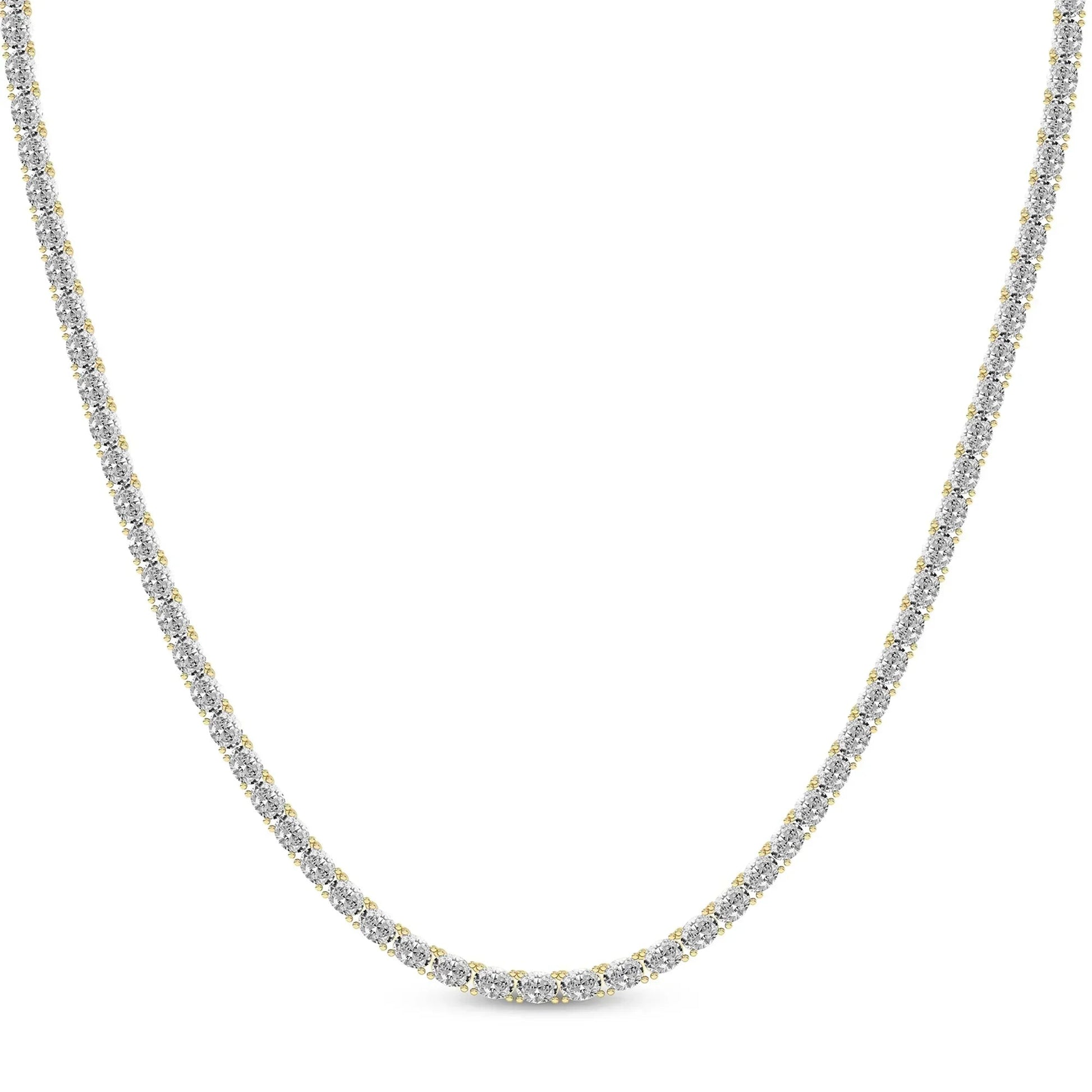 Oval lab grown diamond tennis necklace in 14K yellow gold from Delux Jewelry