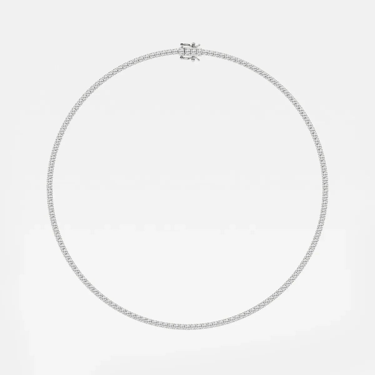 22 inch lab grown diamond tennis necklace in 14K white gold, full view on white background