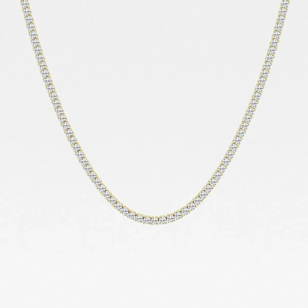 Lab grown diamond tennis necklace in 14K yellow gold, fine jewelry by Delux Jewelry