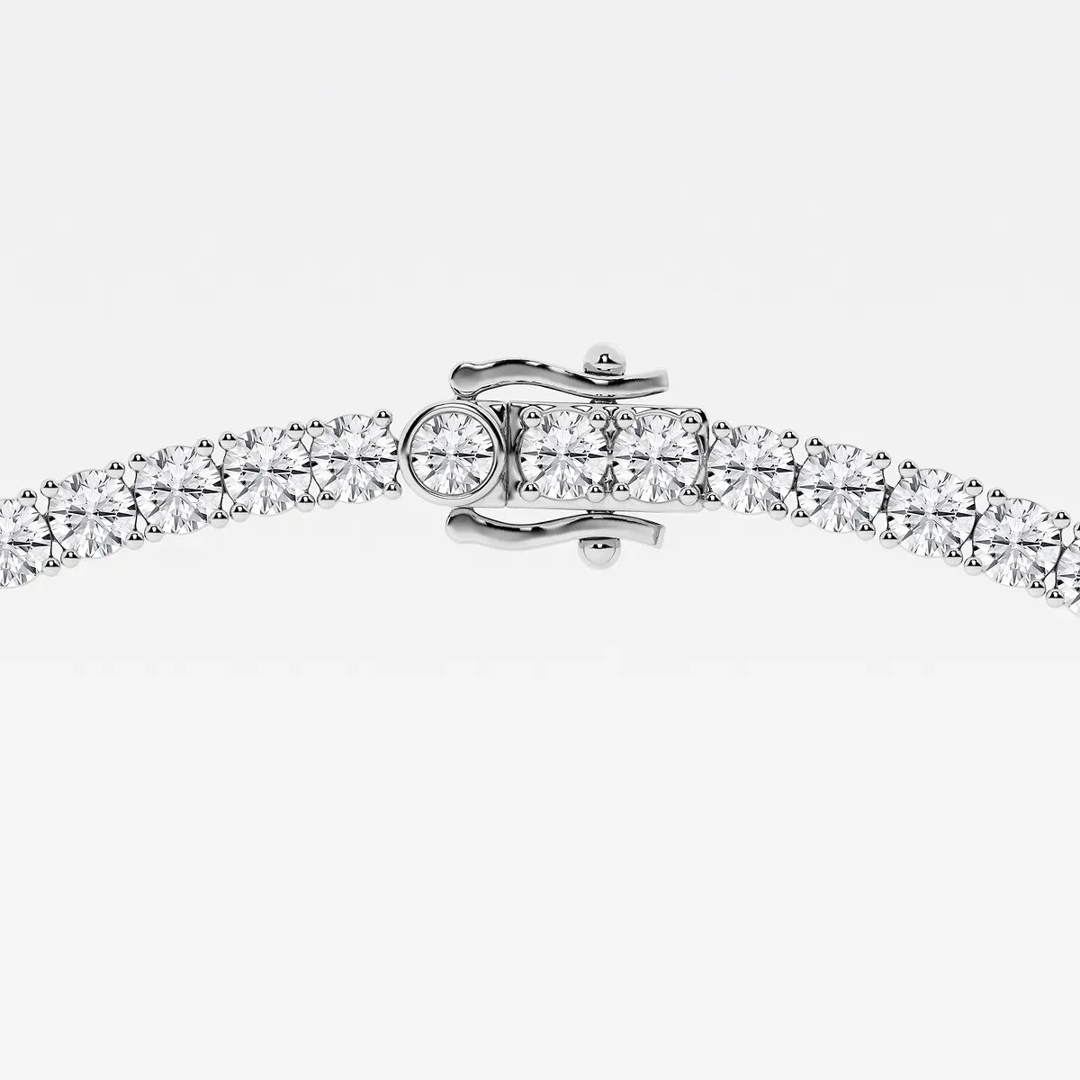Lab grown diamond tennis necklace with 14K white gold clasp, Delux Jewelry.