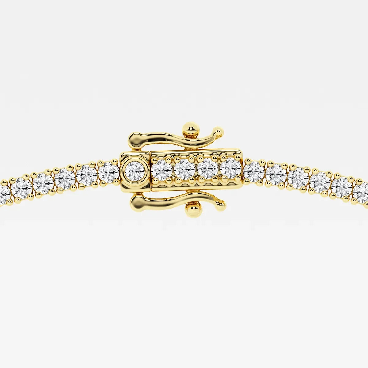 14K yellow gold lab diamond tennis necklace clasp with round diamonds, Delux Jewelry