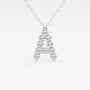 Lab grown diamond initial A pendant necklace on silver chain, Delux Jewelry fine jewelry