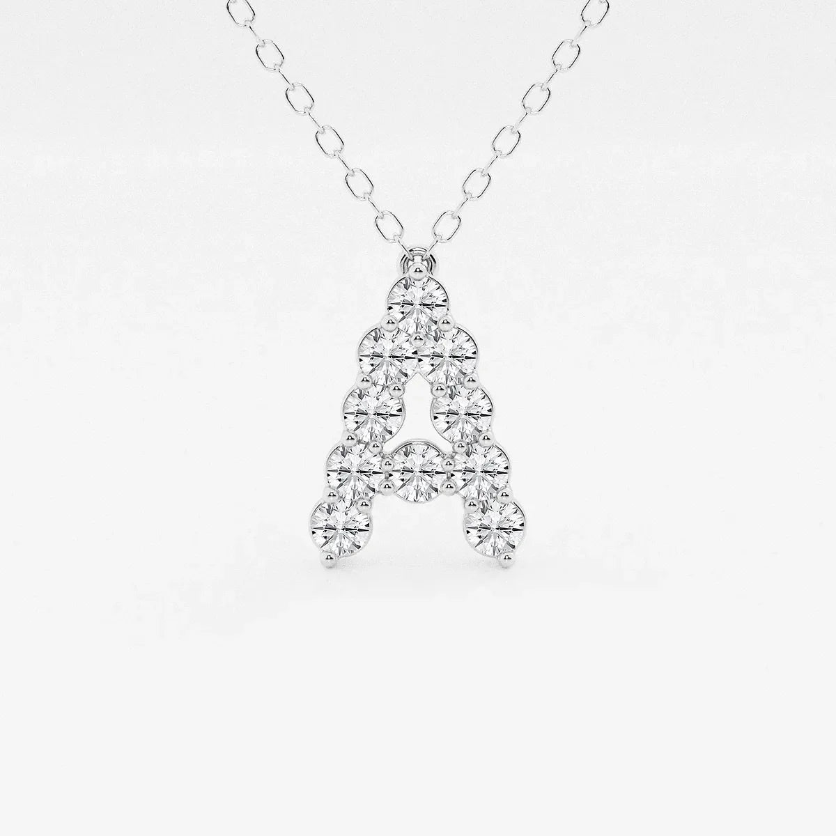 Lab grown diamond initial A pendant necklace on silver chain, Delux Jewelry fine jewelry