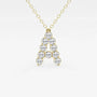 Gold necklace with initial A pendant made of round lab grown diamonds from Delux Jewelry