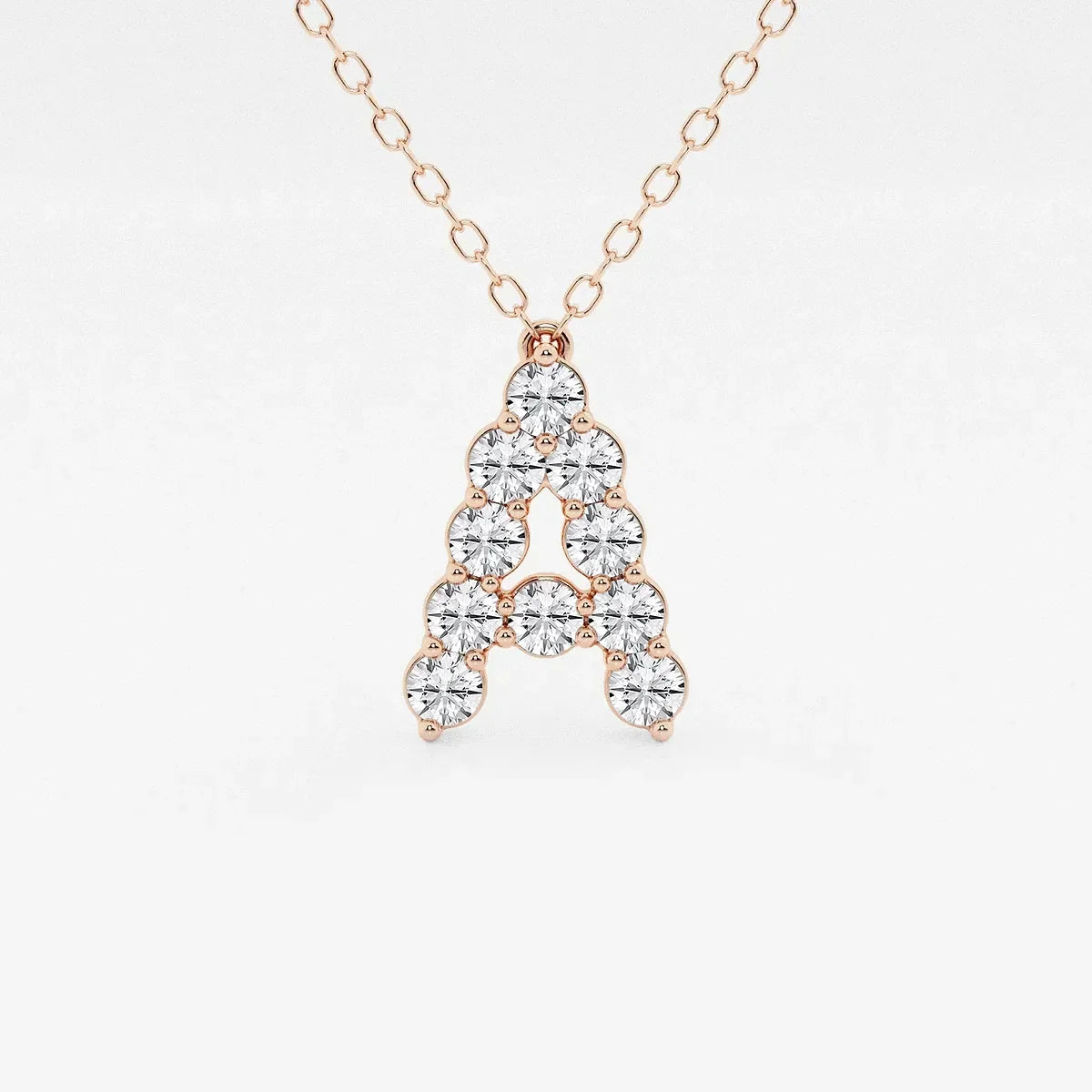 Rose gold necklace with lab grown diamond initial A pendant from Delux Jewelry