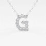 Lab grown diamond initial G pendant necklace on silver chain, Delux Jewelry