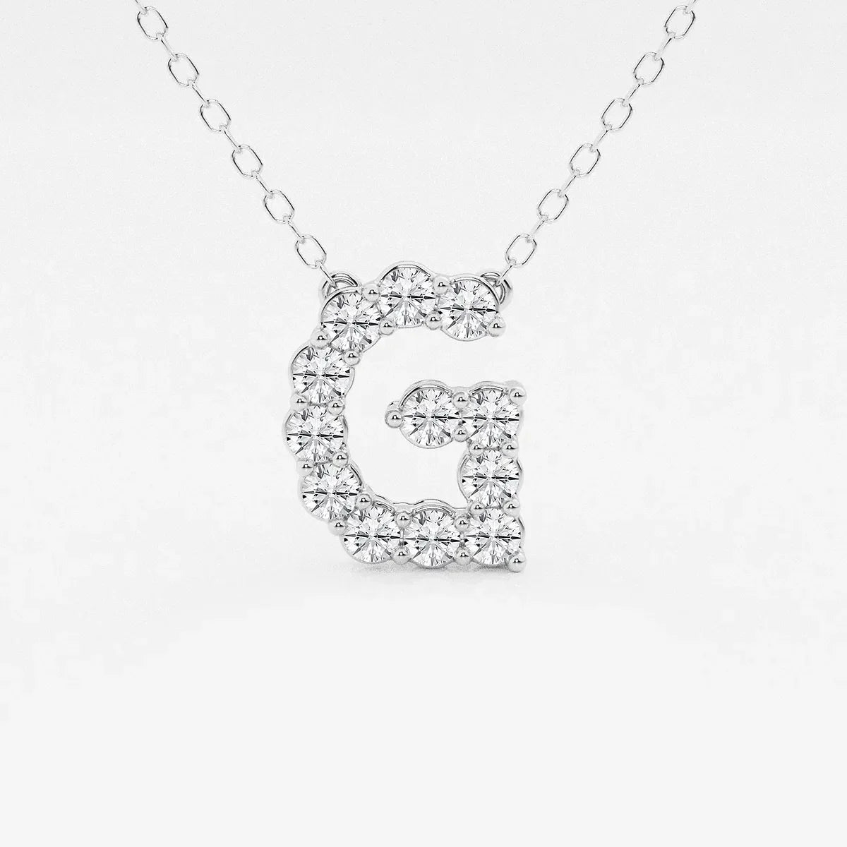 Lab grown diamond initial G pendant necklace on silver chain, Delux Jewelry