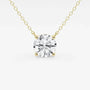 Yellow gold necklace with round lab grown diamond pendant from Delux Jewelry
