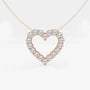 Rose gold heart outline pendant with lab grown diamonds on a delicate chain by Delux Jewelry
