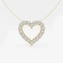 Yellow gold heart outline pendant with lab grown diamonds on fine chain, Delux Jewelry