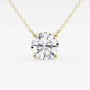 Yellow gold chain necklace with round lab grown diamond pendant, Delux Jewelry