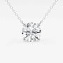 Round lab grown diamond pendant necklace in white gold on delicate chain, Delux Jewelry