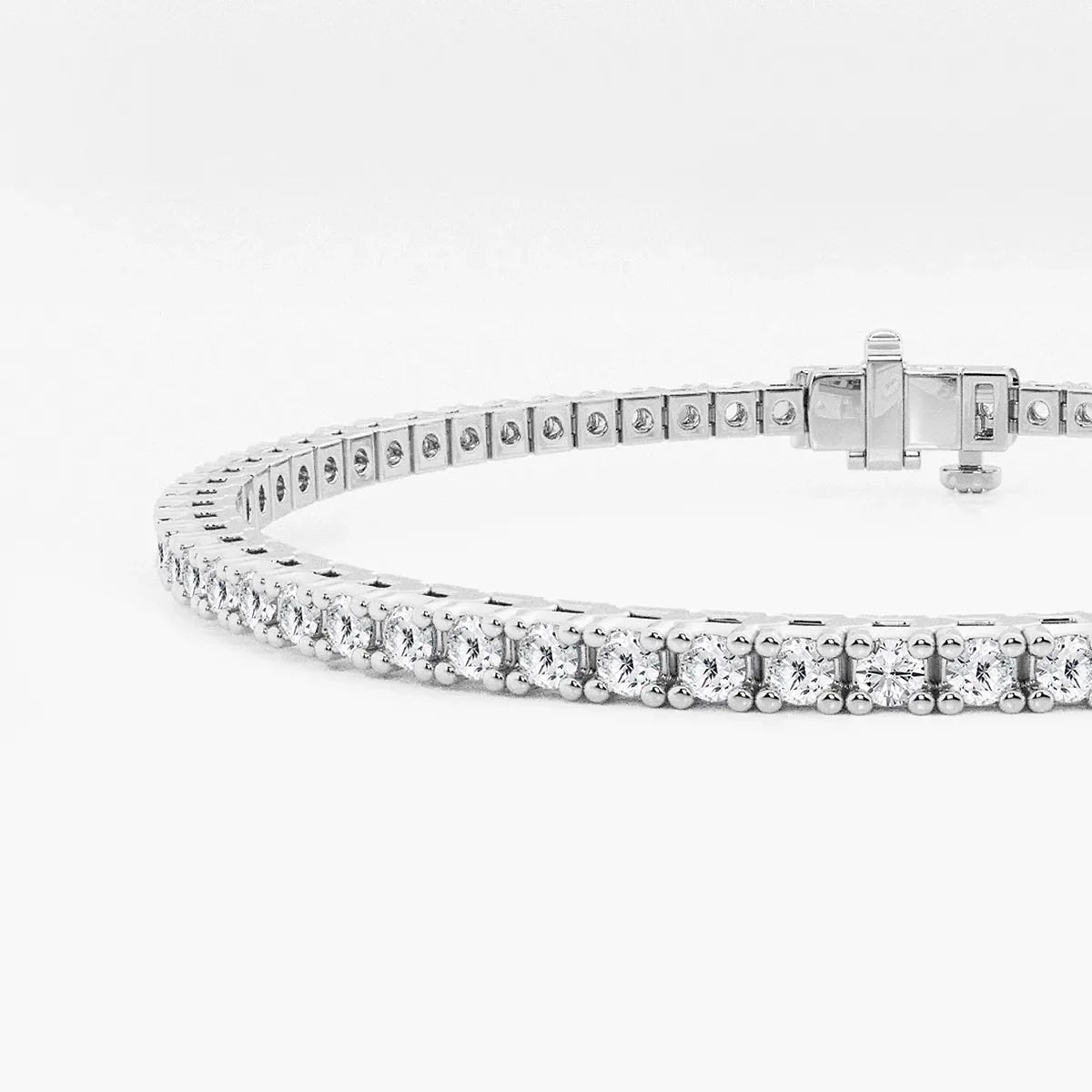 Round Diamond Tennis Bracelet - Sterling Silver Box Setting