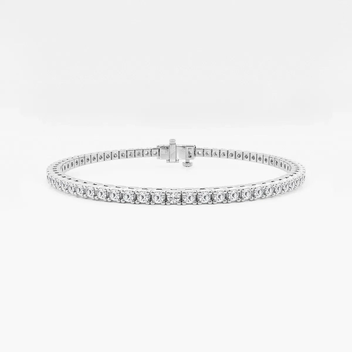 Round Diamond Tennis Bracelet - Sterling Silver Box Setting