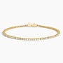 6.5 inch lab grown diamond tennis bracelet in 14K yellow gold with closed clasp on white background