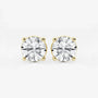 Round lab grown diamond stud earrings in yellow gold setting, Delux Jewelry