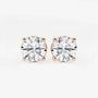 Round lab grown diamond stud earrings in rose gold prong setting, Delux Jewelry