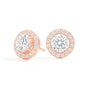 Rose gold halo stud earrings with round lab grown diamonds from Delux Jewelry
