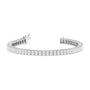 7 inch emerald cut lab diamond tennis bracelet in 14K white gold with open clasp on white background