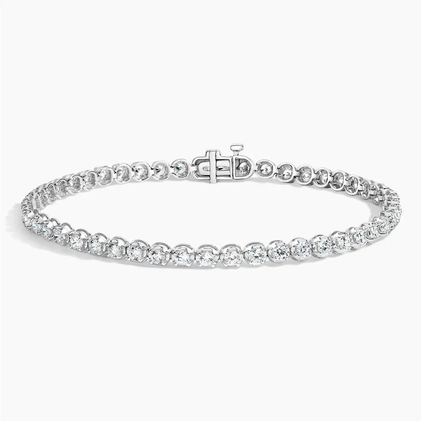 7-inch lab grown diamond tennis bracelet in 14K white gold, Delux Jewelry product on white background
