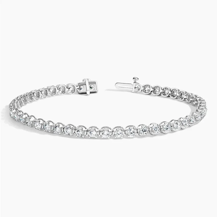 7 inch lab diamond tennis bracelet with open clasp in 14K white gold, Delux Jewelry